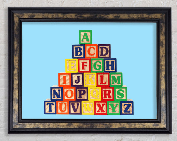 Alphabet Blocks Baby Blue Framed Print