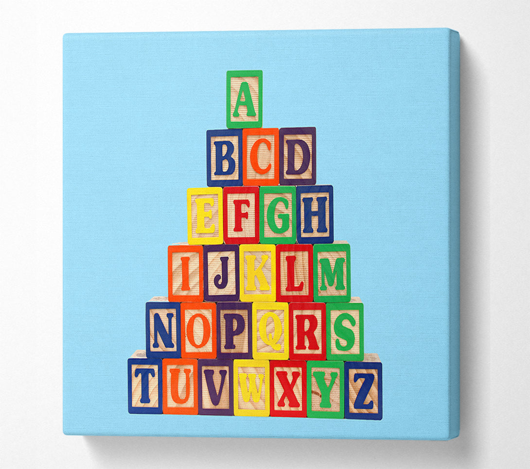  A Canvas Print of Alphabet Blocks Baby Blue Canvas Wall Art