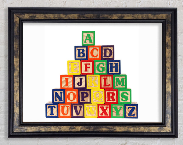 Alphabet Blocks White Framed Print