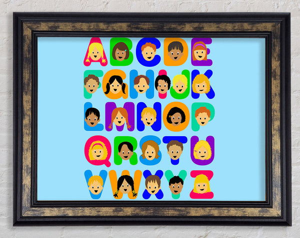 Alphabet Children Baby Blue Framed Print