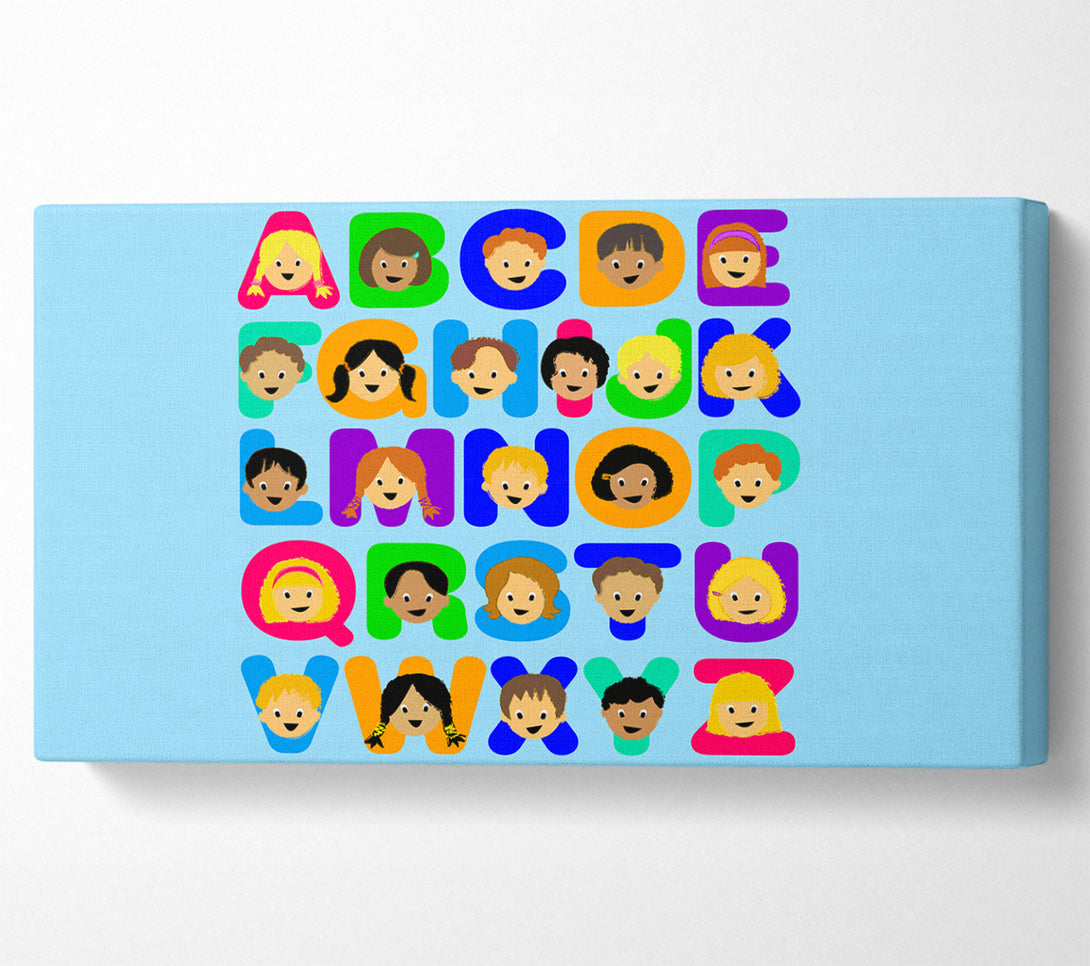  A Canvas Print of Alphabet Children Baby Blue Canvas Wall Art