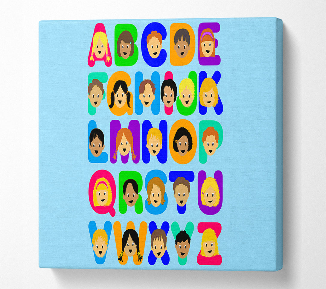  A Canvas Print of Alphabet Children Baby Blue Canvas Wall Art