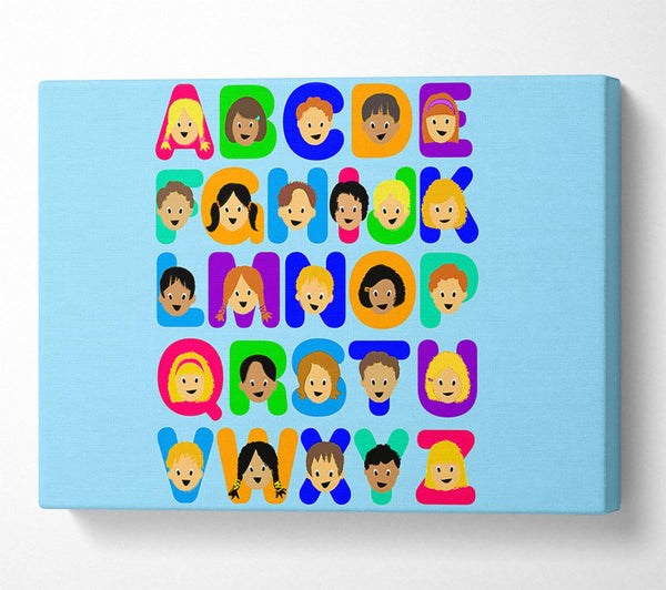  A Canvas Print of Alphabet Children Baby Blue Canvas Wall Art