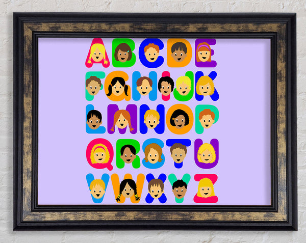 Alphabet Children Lilac Framed Print