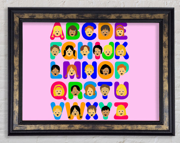 Alphabet Children Pink Framed Print