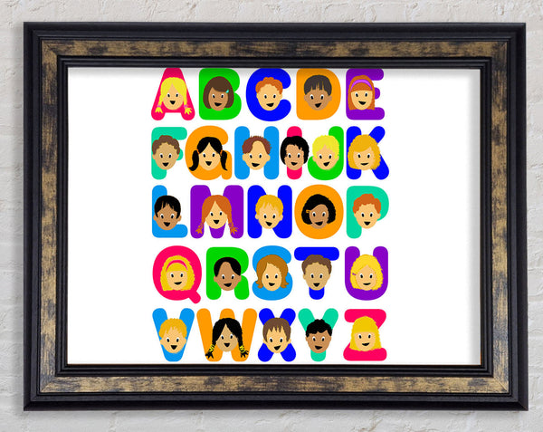 Alphabet Children White Framed Print