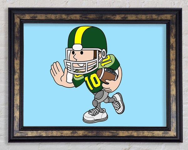 American Football Sport Player Baby Blue Framed Print