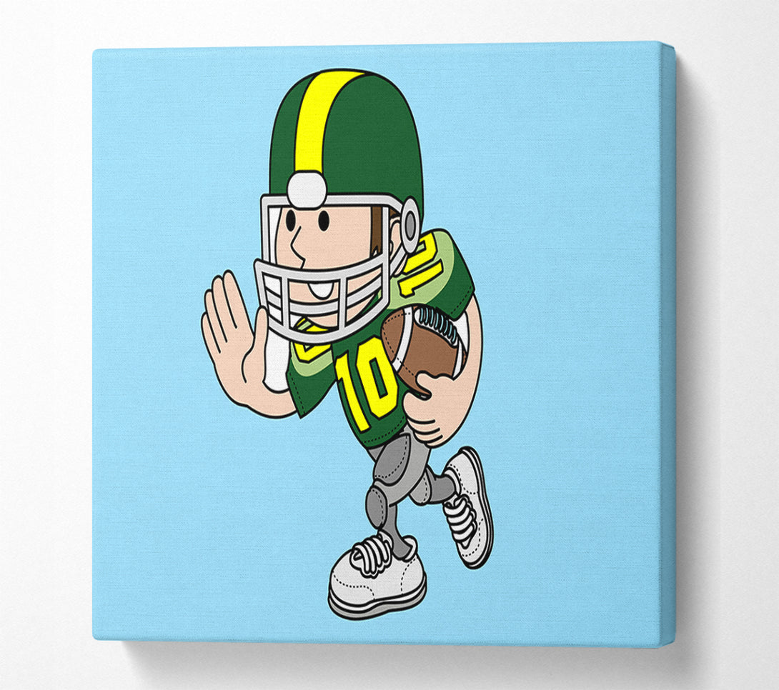  A Canvas Print of American Football Sport Player Baby Blue Canvas Print