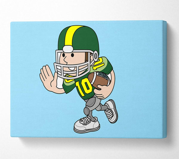  A Canvas Print of American Football Sport Player Baby Blue Canvas Print