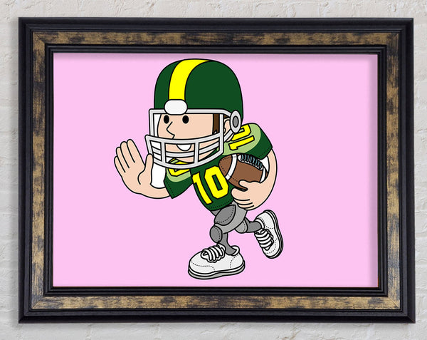 American Football Sport Player Pink Framed Print