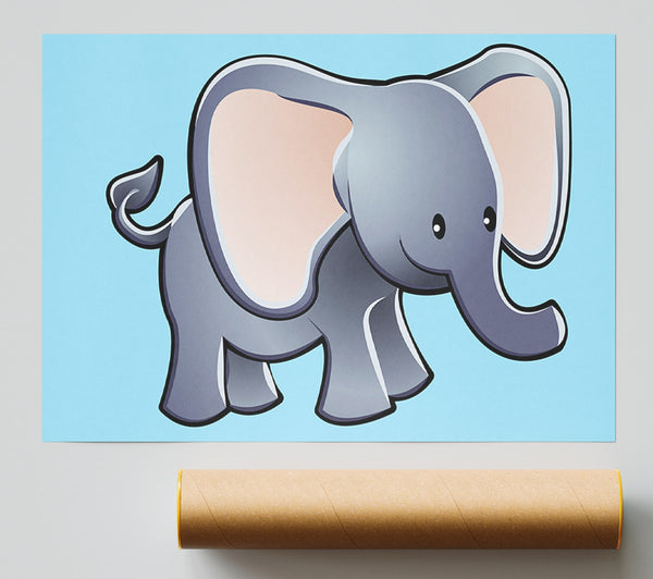 Big Eared Elephant Baby Blue Poster