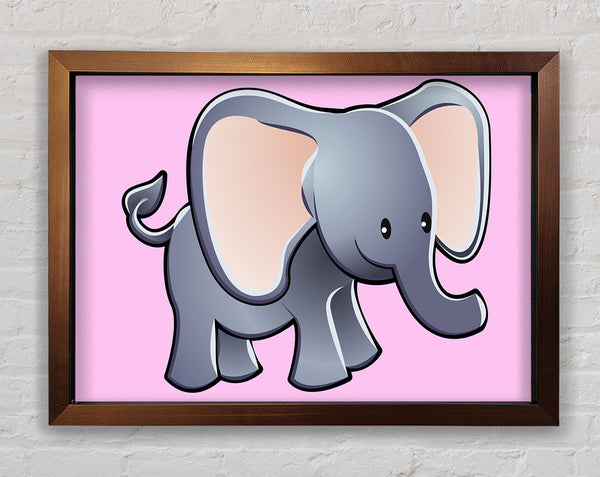 Big Eared Elephant Pink Framed Print