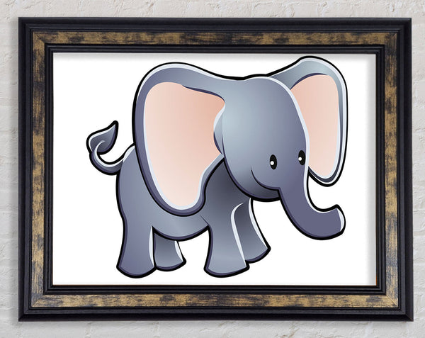 Big Eared Elephant White Framed Print