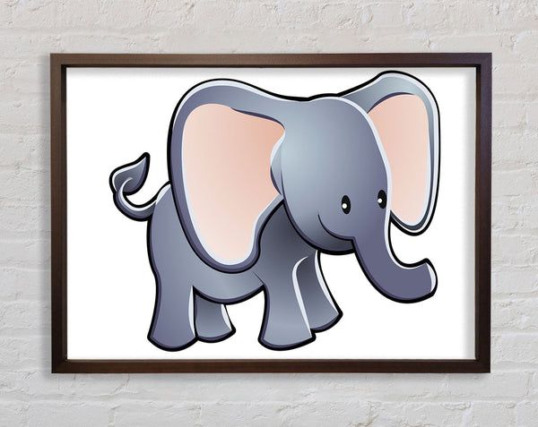 Big Eared Elephant White Framed Print