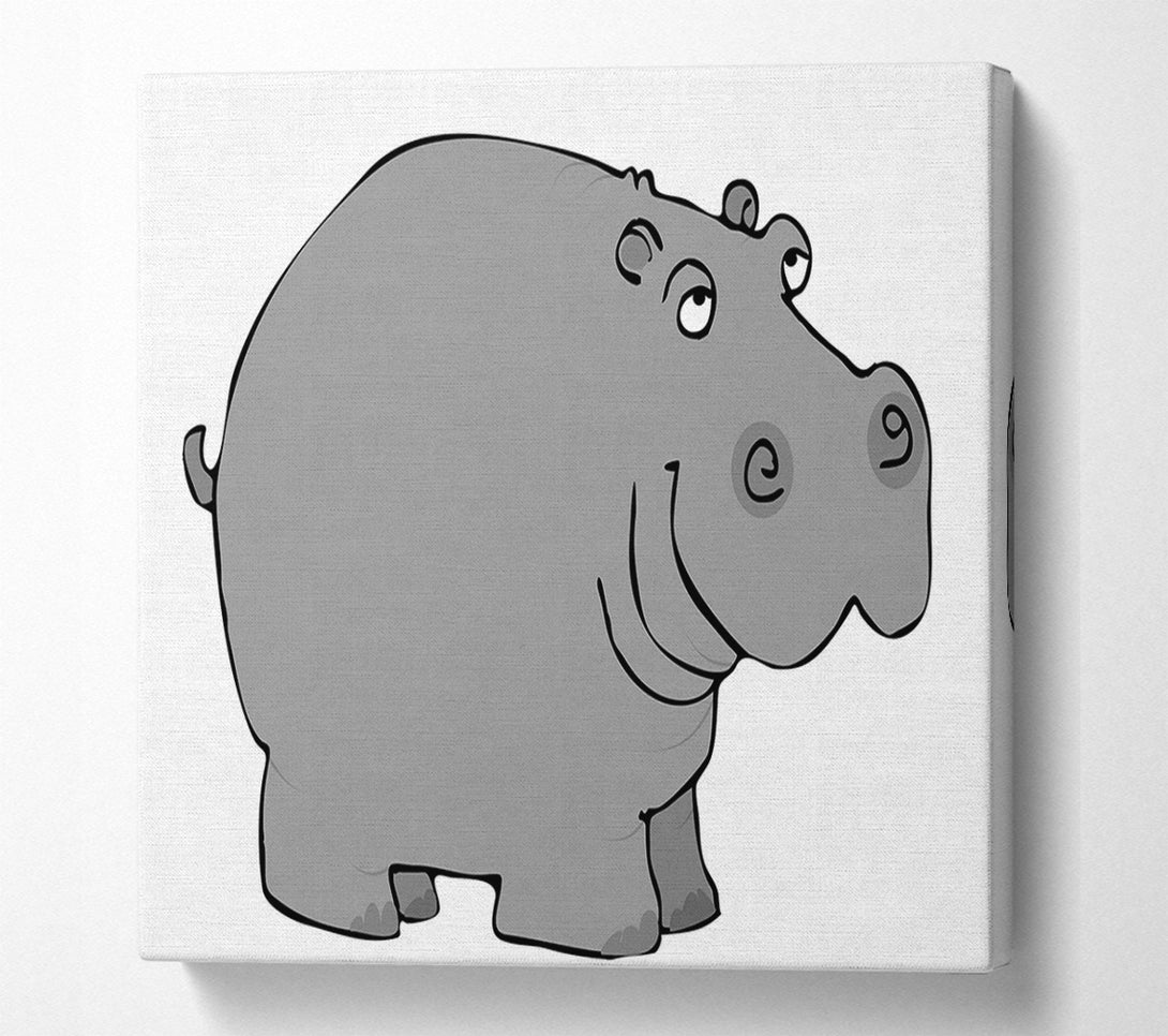  A Canvas Print of Big Fat Hippo White Canvas Wall Art