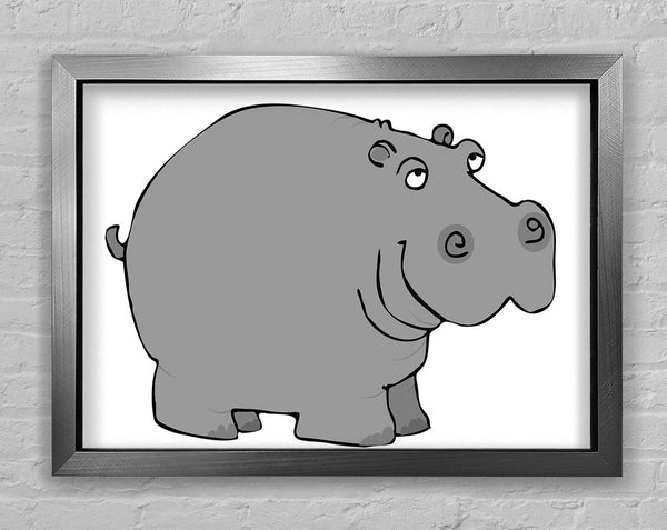 Big Fat Hippo White Framed Print