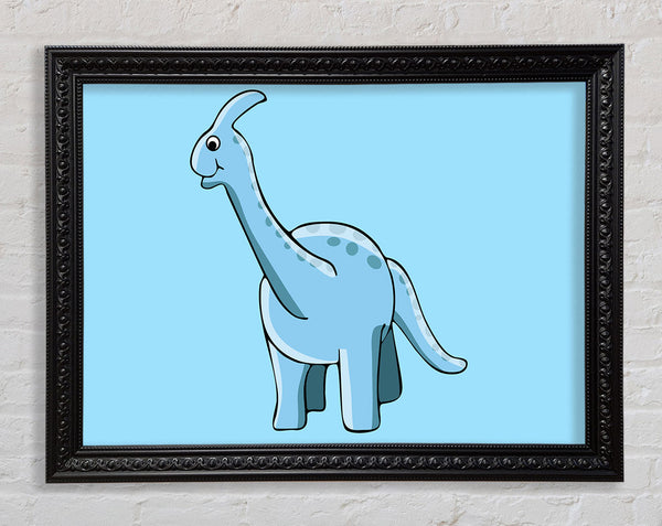 Big Funny Dinosaur Baby Blue Framed Print