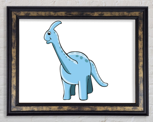 Big Funny Dinosaur White Framed Print