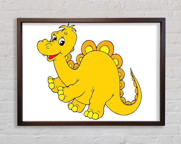 Big Happy Dinosaur White Framed Print