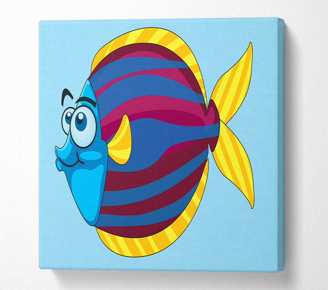  A Canvas Print of Big Happy Fish Baby Blue Canvas Wall Art