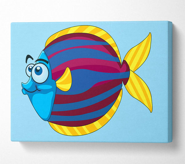  A Canvas Print of Big Happy Fish Baby Blue Canvas Wall Art