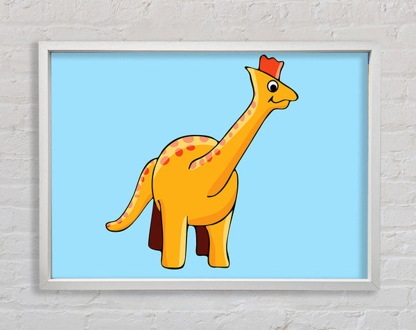 Big Herbivore Dinosaur Long Neck Baby Blue Framed Print