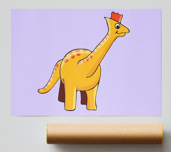 Big Herbivore Dinosaur Long Neck Lilac Poster