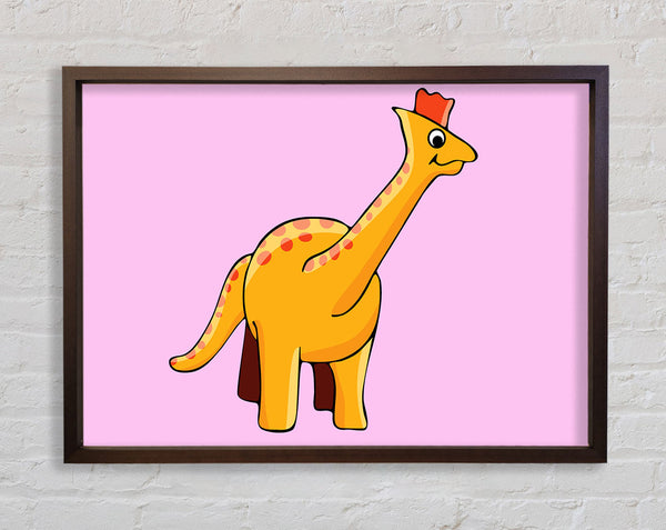 Big Herbivore Dinosaur Long Neck Pink Framed Print