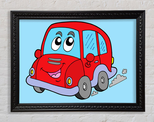 Car With Face Smokey Baby Blue Framed Print
