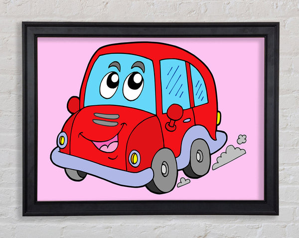Car With Face Smokey Pink Framed Print