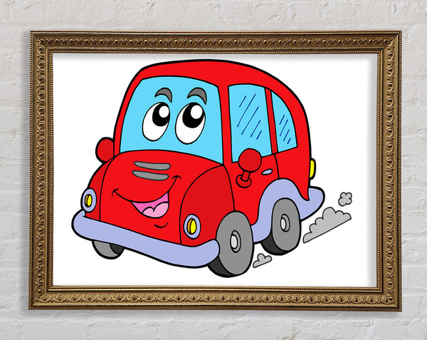 Car With Face Smokey White Framed Print