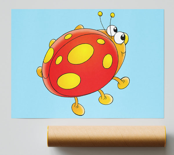 Cartoon Ladybug Baby Blue Print