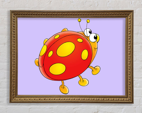 Cartoon Ladybug Lilac Framed Print
