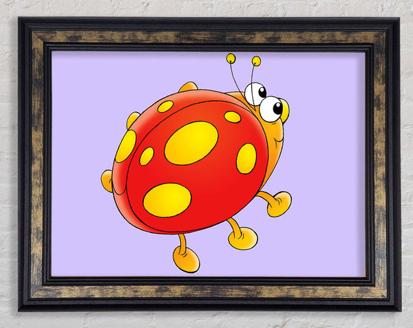 Cartoon Ladybug Lilac Framed Print
