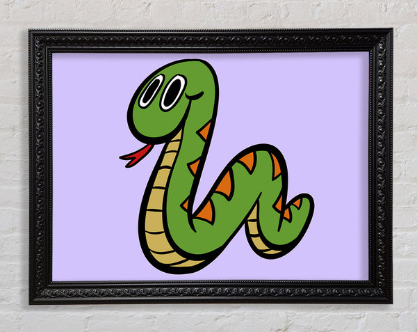 Cartoon Snake Lilac Framed Print