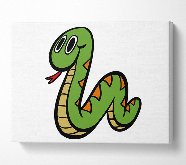  A Canvas Print of Cartoon Snake White Canvas Print