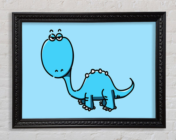 Dinosaur Not Impressed Baby Blue Framed Print