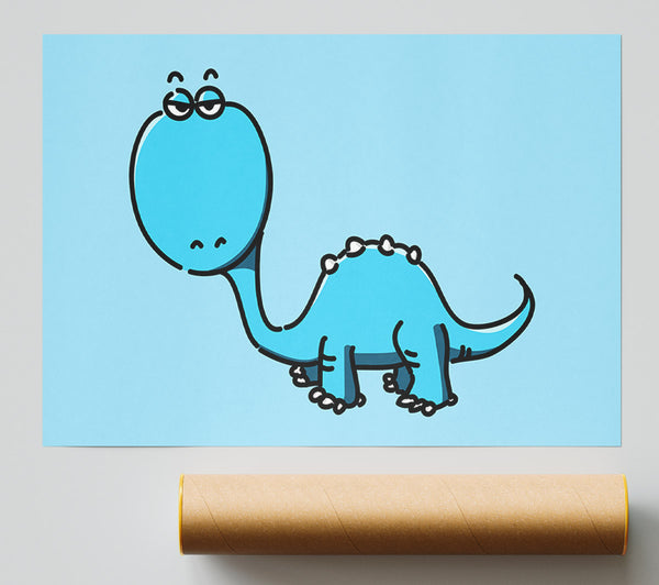 Dinosaur Not Impressed Baby Blue Giclee Print