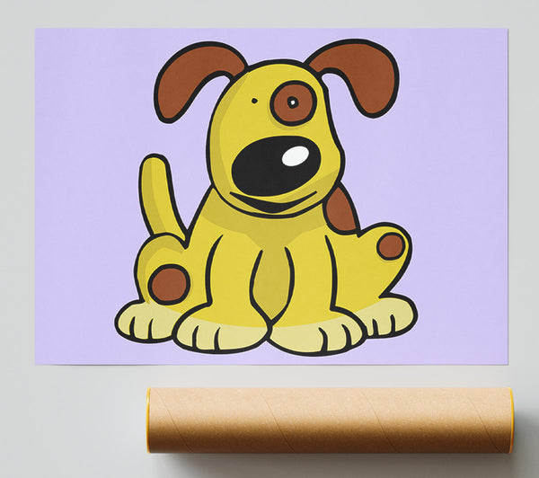 Dog Cartoon Tail Lilac Giclee Print