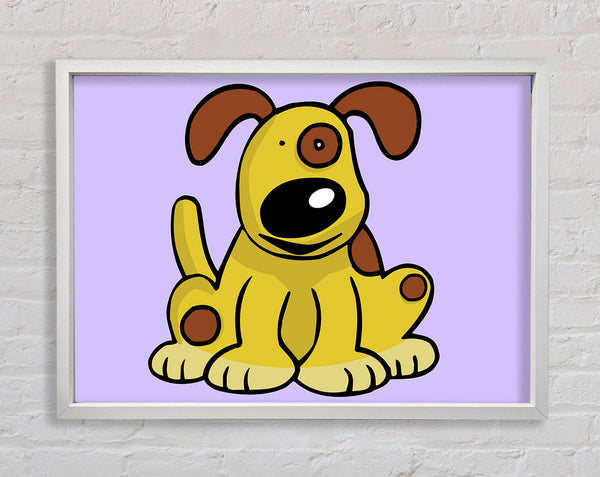 Dog Cartoon Tail Lilac Framed Print