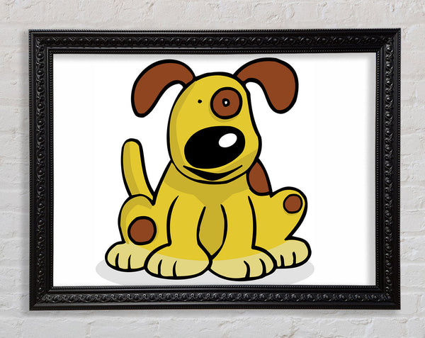 Dog Cartoon Tail White Framed Print