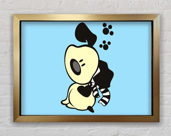 Dog Paw Print Scarf Baby Blue Framed Print