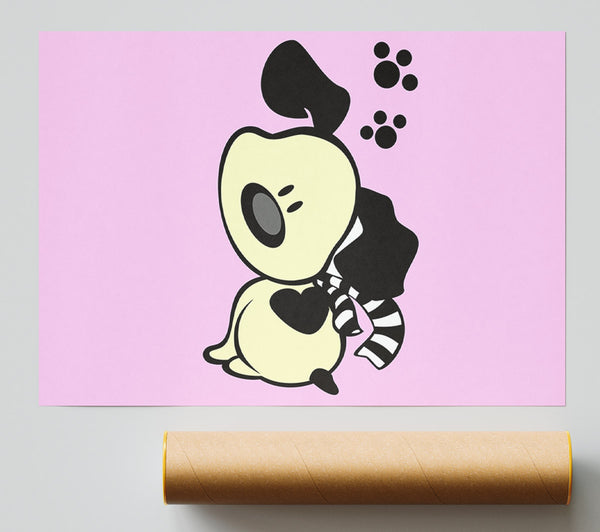 Dog Paw Print Scarf Pink Poster