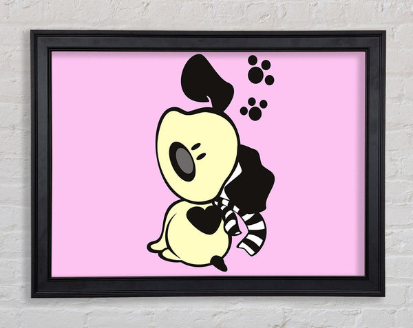 Dog Paw Print Scarf Pink Framed Print