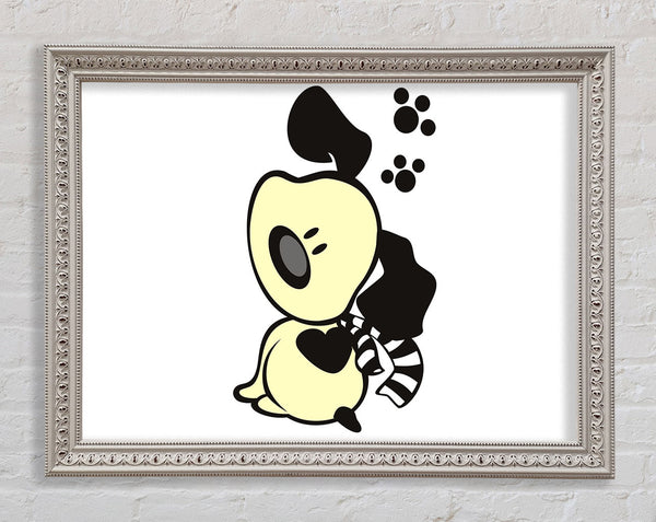 Dog Paw Print Scarf White Framed Print
