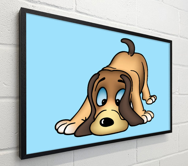 Dog Sniffing Baby Blue