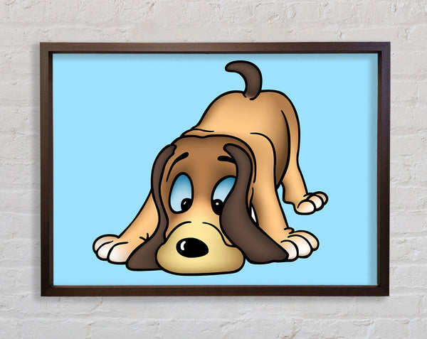 Dog Sniffing Baby Blue Framed Print