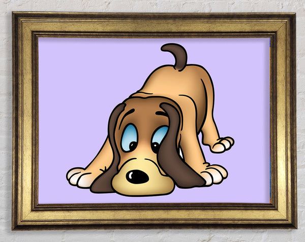 Dog Sniffing Lilac Framed Print