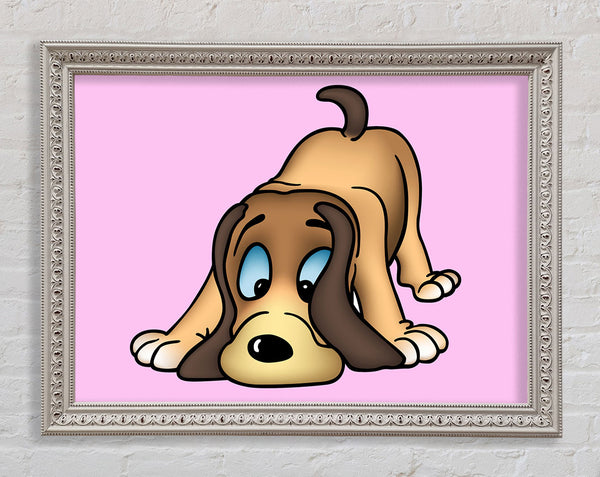 Dog Sniffing Pink Framed Print