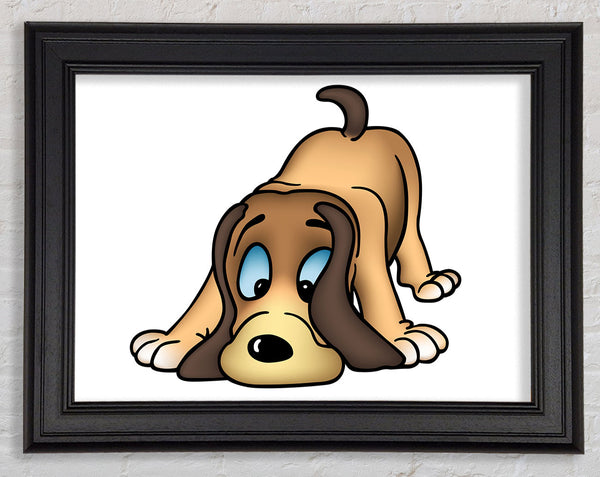 Dog Sniffing White Framed Print